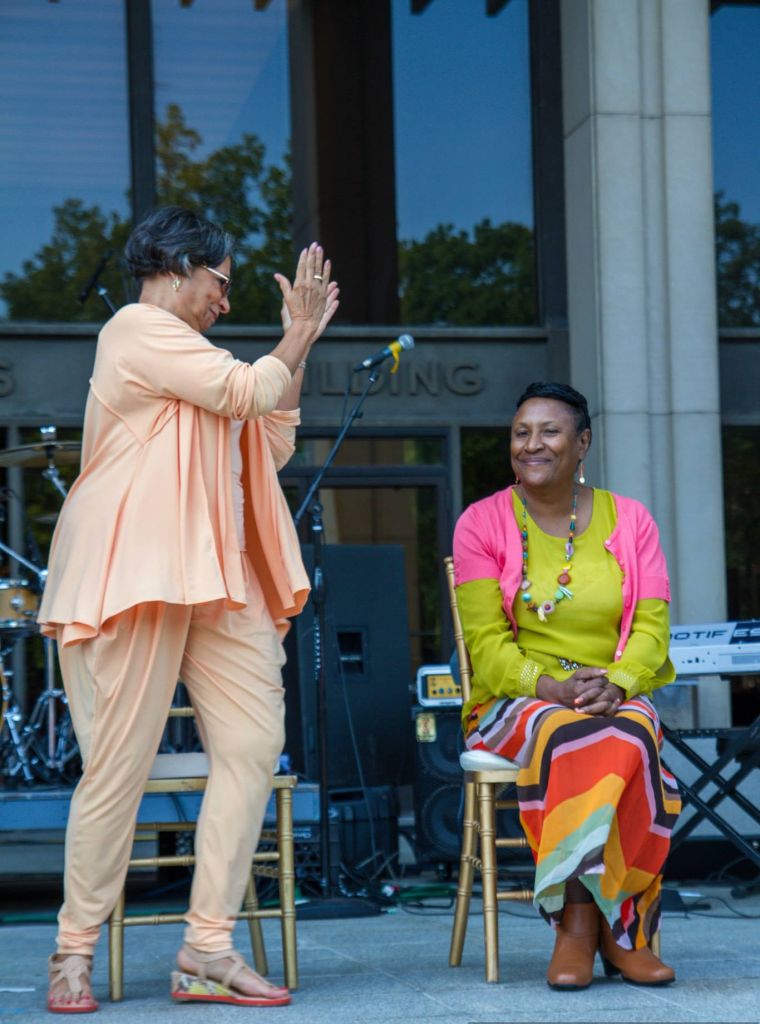 Dr. Cathy Hughes with Dr. Joanne Martin of The Great Blacks In Wax Museum