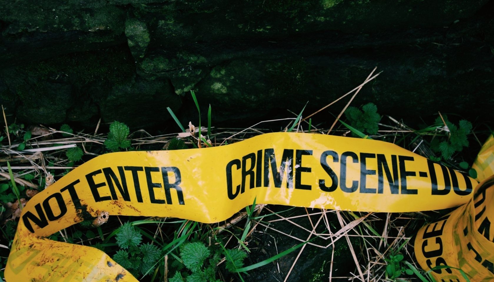 Crime Scene Tape Fallen On Grass