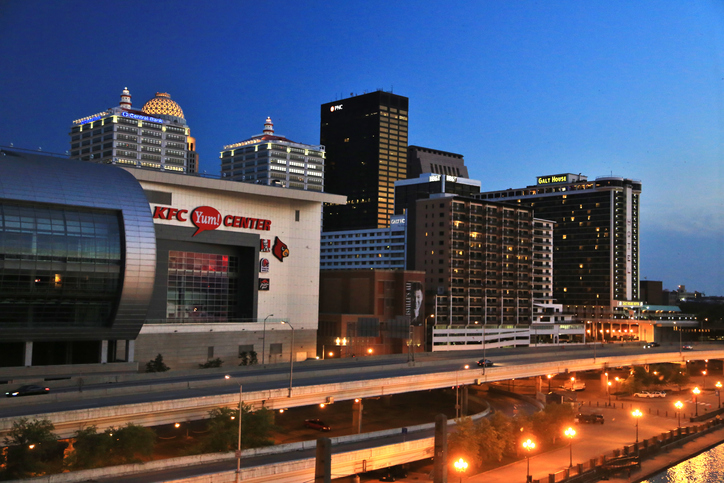 Louisville Kentucky skyline seen at night