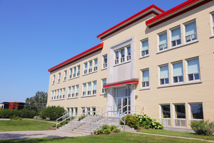 Modern School Building in Summer