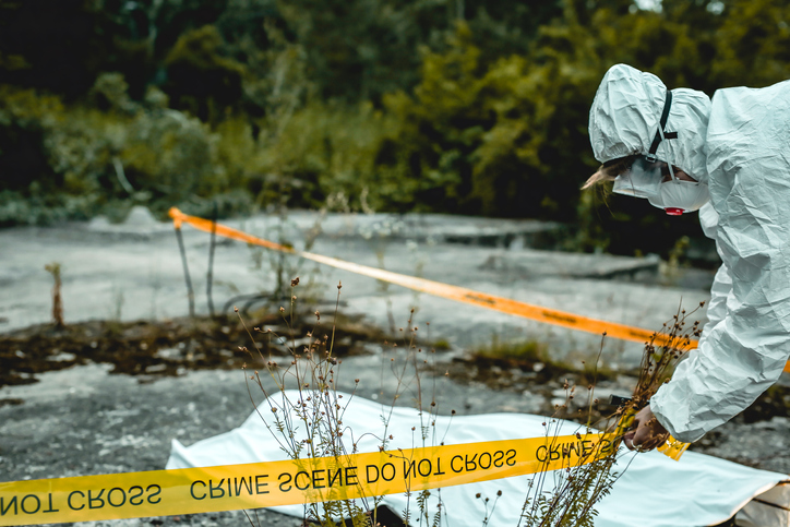 crime scene investigation, forensic examines the corpse