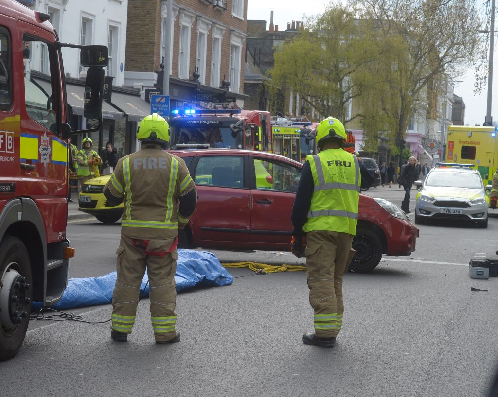 A car flips in an road traffic accident on Kings Road