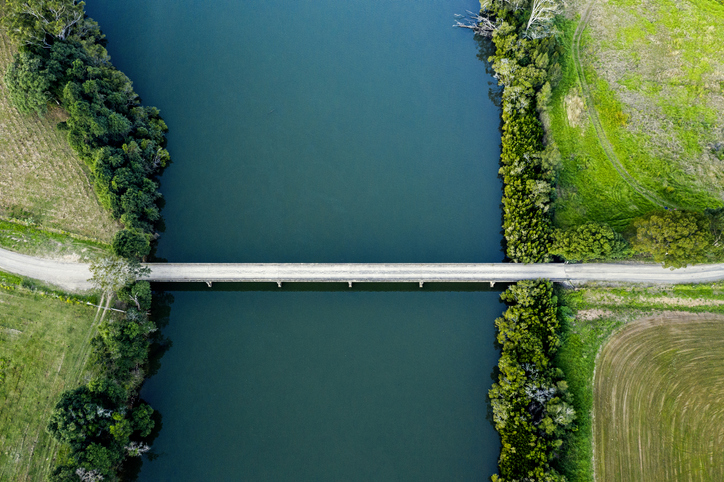 Aerial view of bridge over river