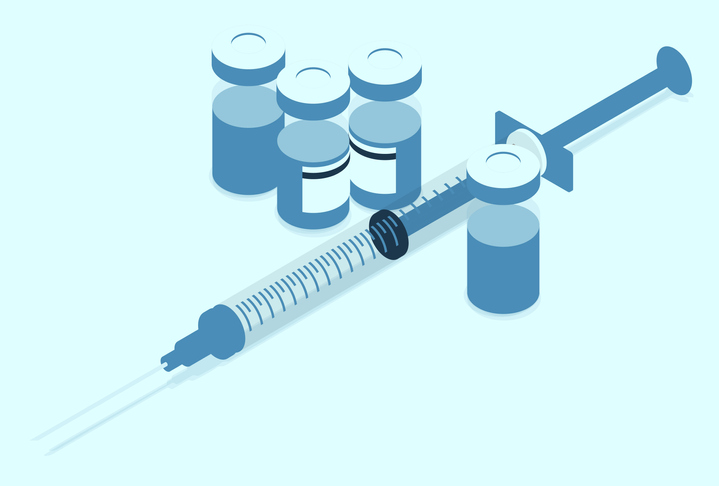 Vaccine illustration in blue