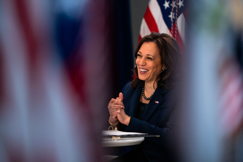 Vice President Kamala Harris meets with the founding members of the COVID-19 Community Corps
