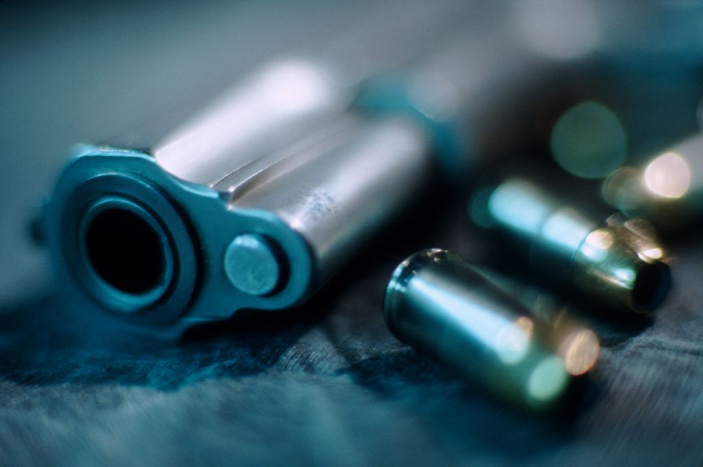 Gun and Bullets - stock photo