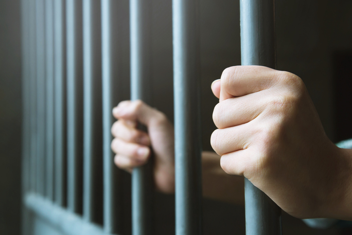 Cropped Hands Of Person Holding Metal In Prison