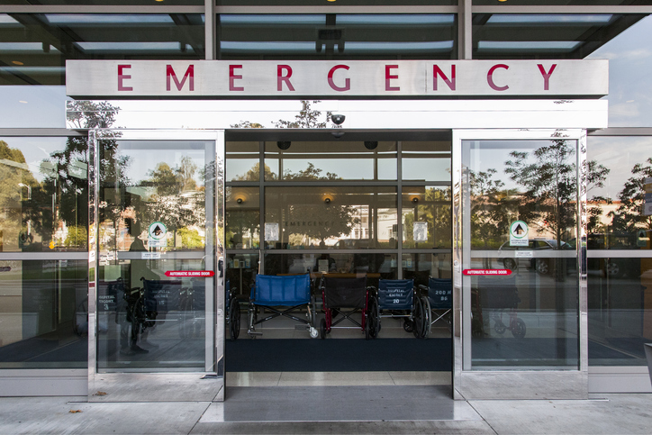 Sliding doors of emergency room in hospital