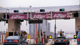 Cars at E-ZPass Tollbooth Lanes