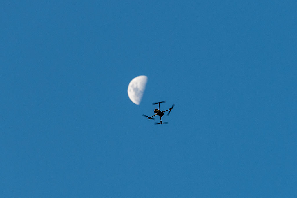 A drone operated by police monitors seen during the protest...