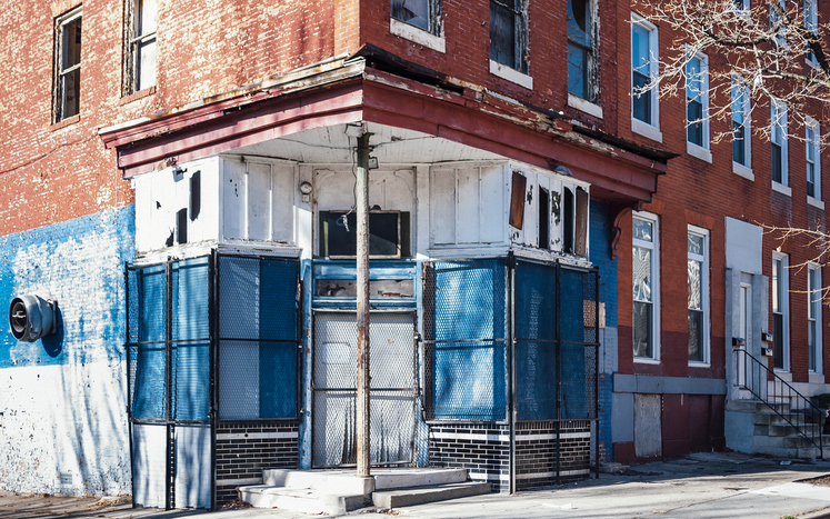 Abandoned inner city - corner store in Baltimore, MD.
