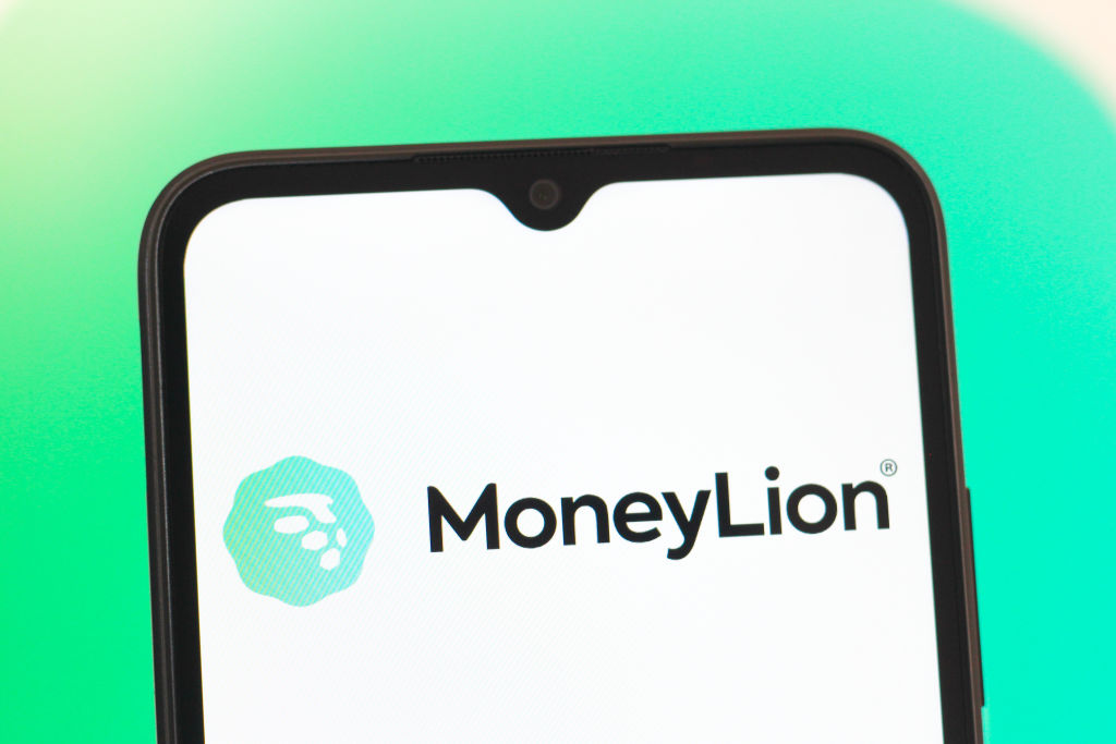 In this photo illustration, the MoneyLion, Inc. logo is seen...