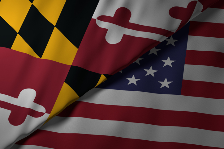 Maryland and United States flags together