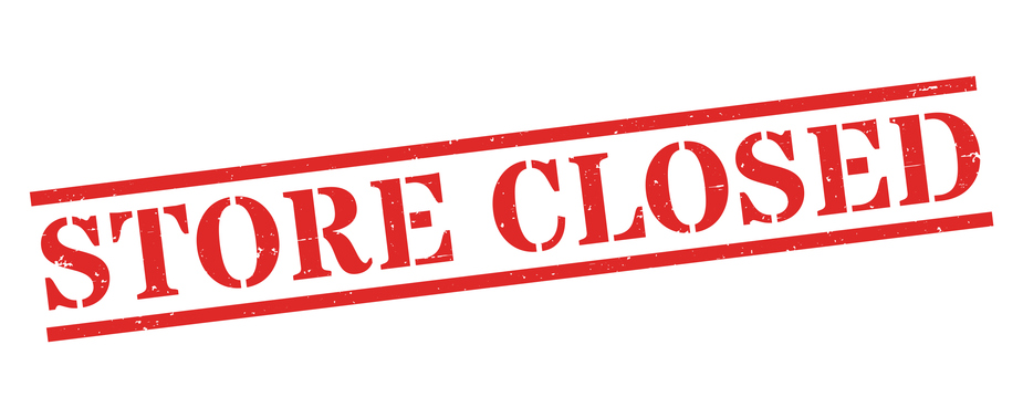 Store Closed - Red rubber stamp on blank background